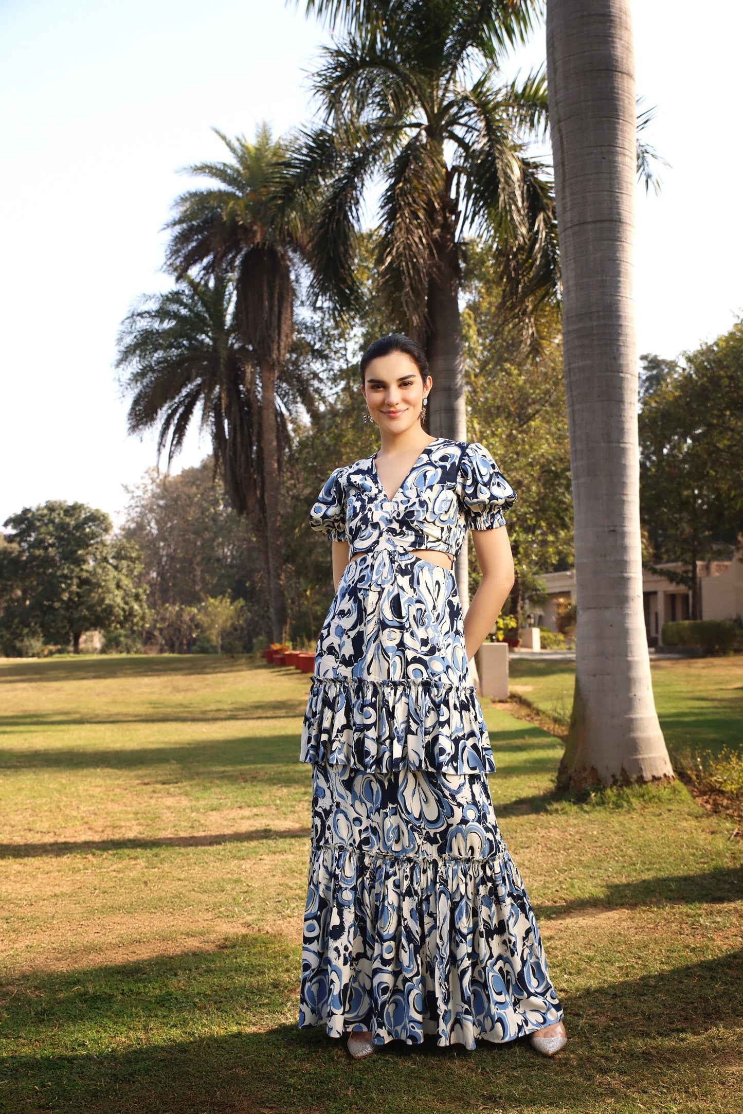 Indigo Print Maxi Dress