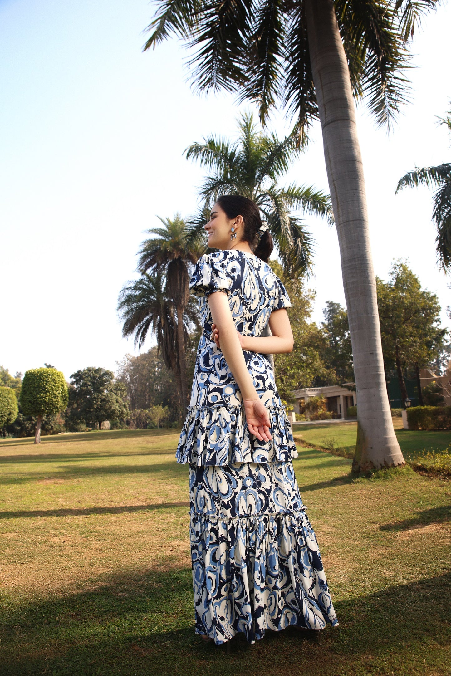 Indigo Print Maxi Dress