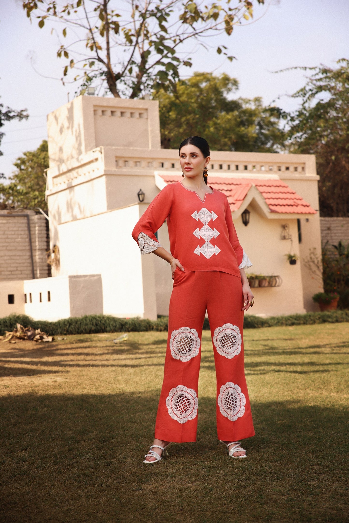 Coral Patchwork Top