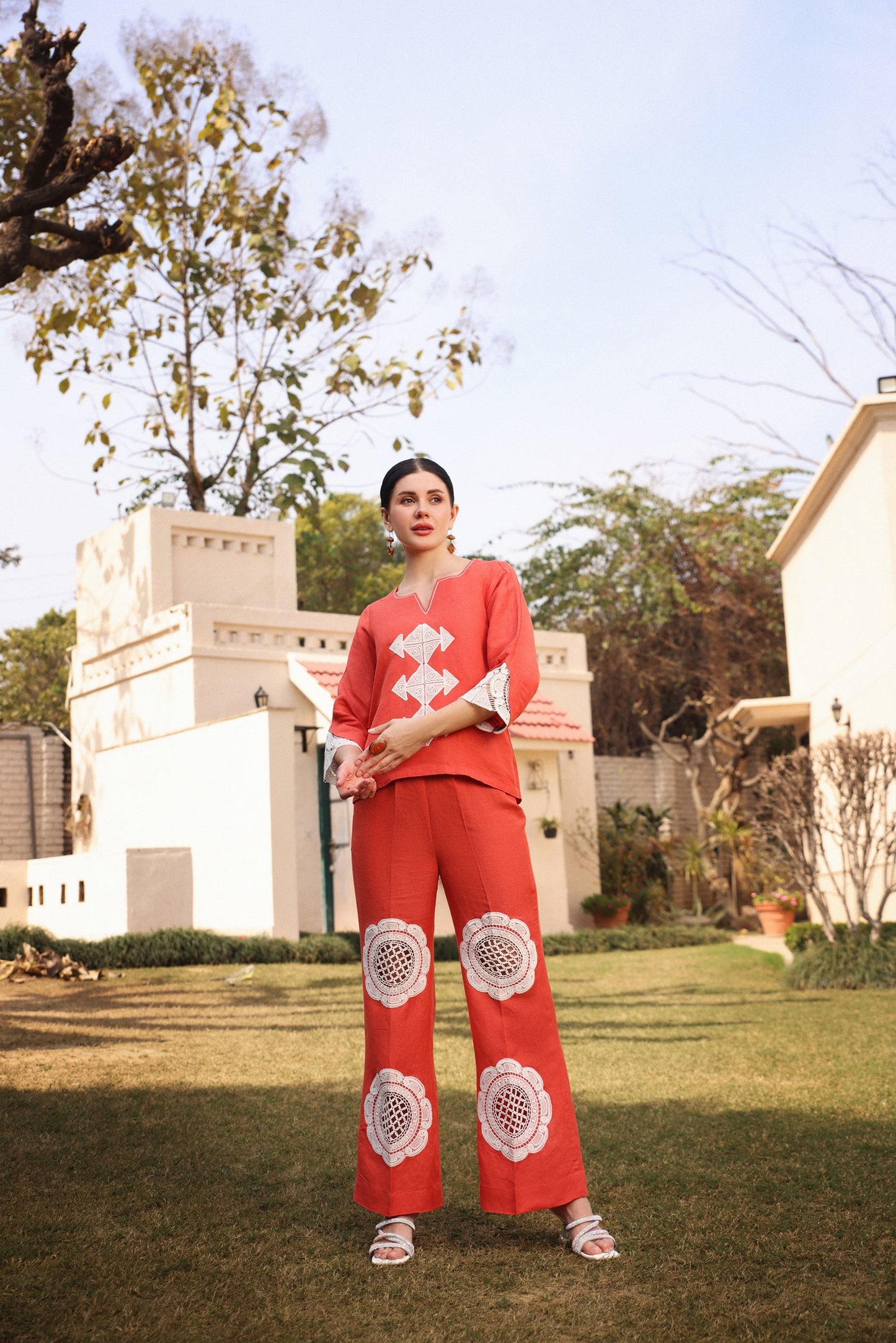 Coral Patchwork Top