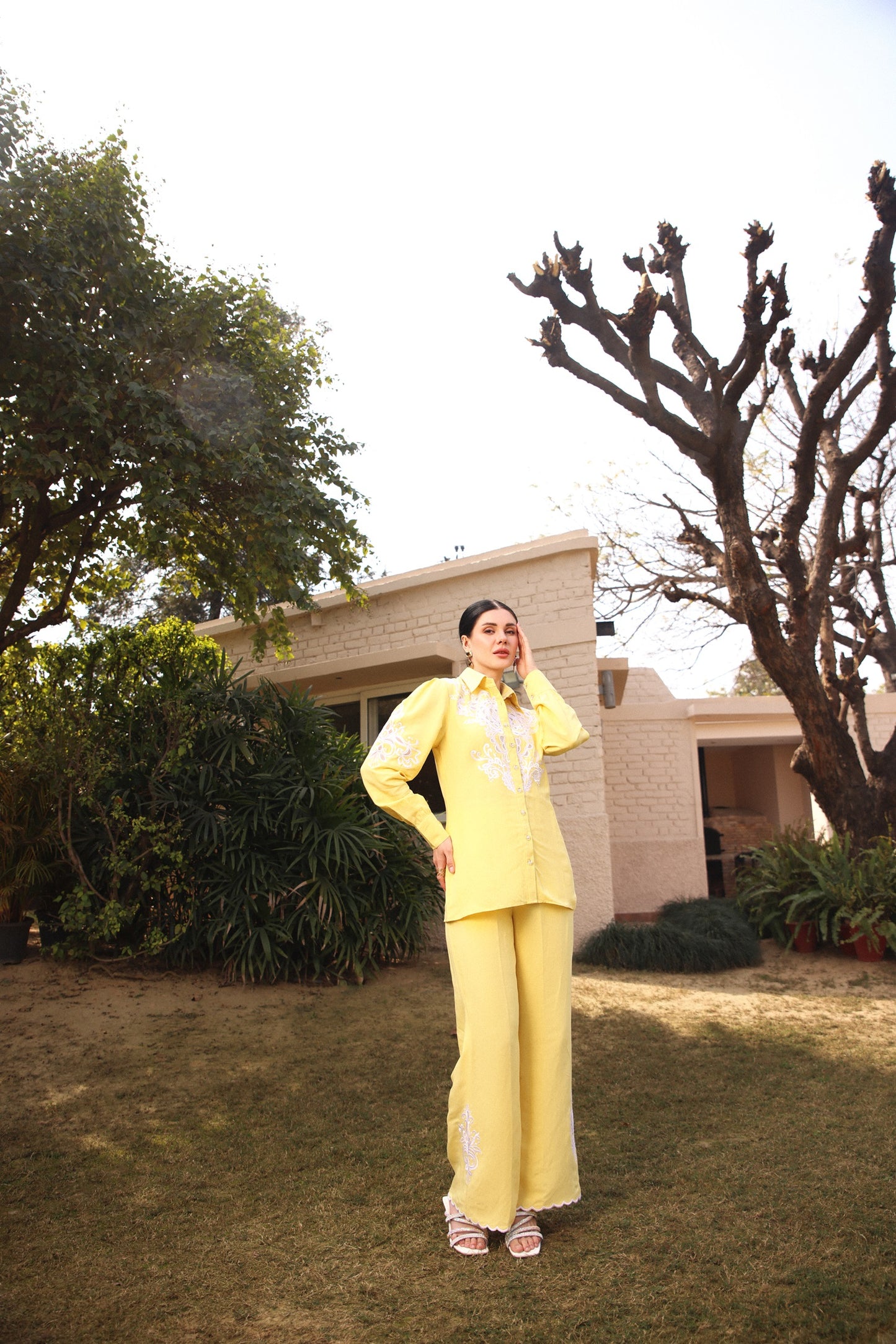 Lemon Embroidered Co-ord set