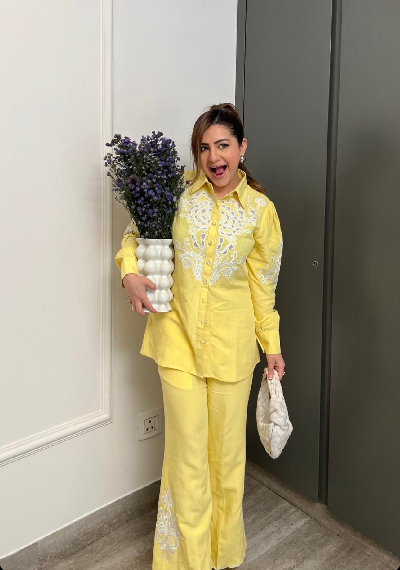 Lemon Embroidered Co-ord set