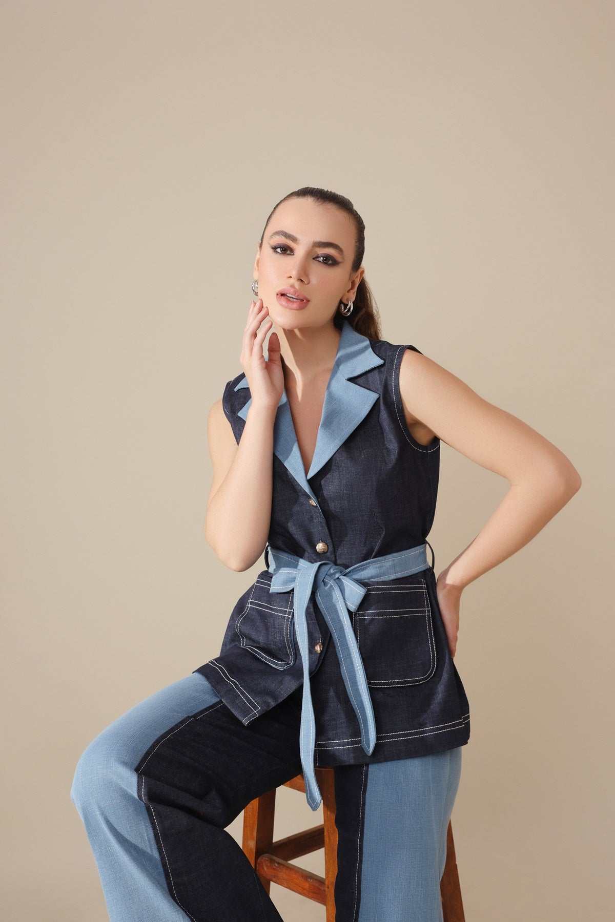 Double Shade Denim Set