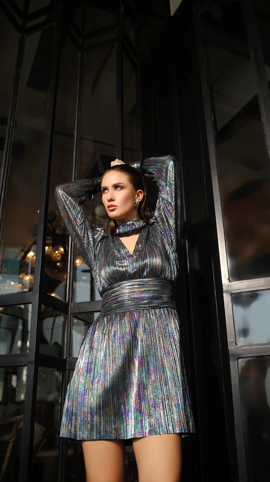 Multicolor Metallic Dress