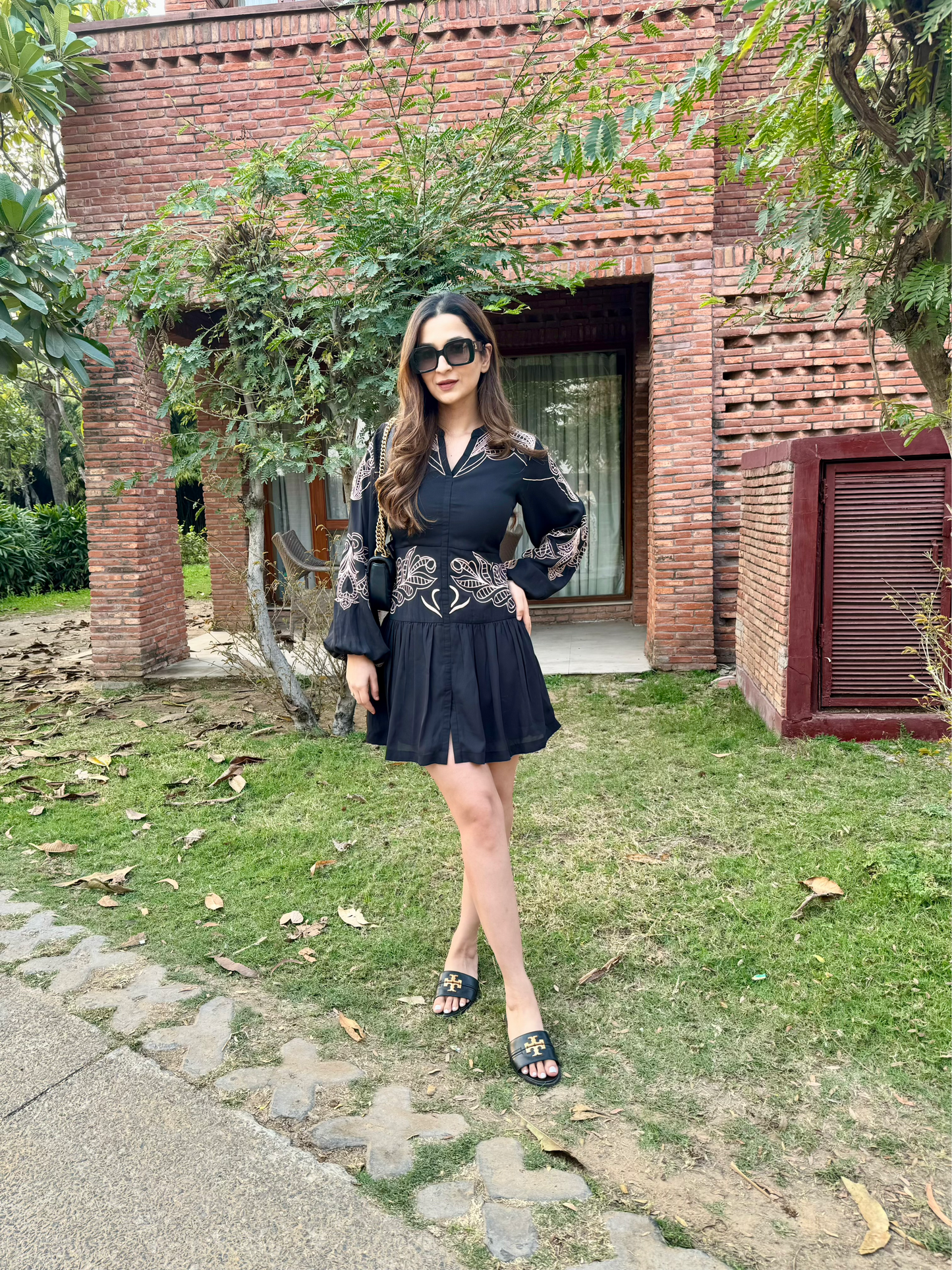 Noir Embroidered Dress