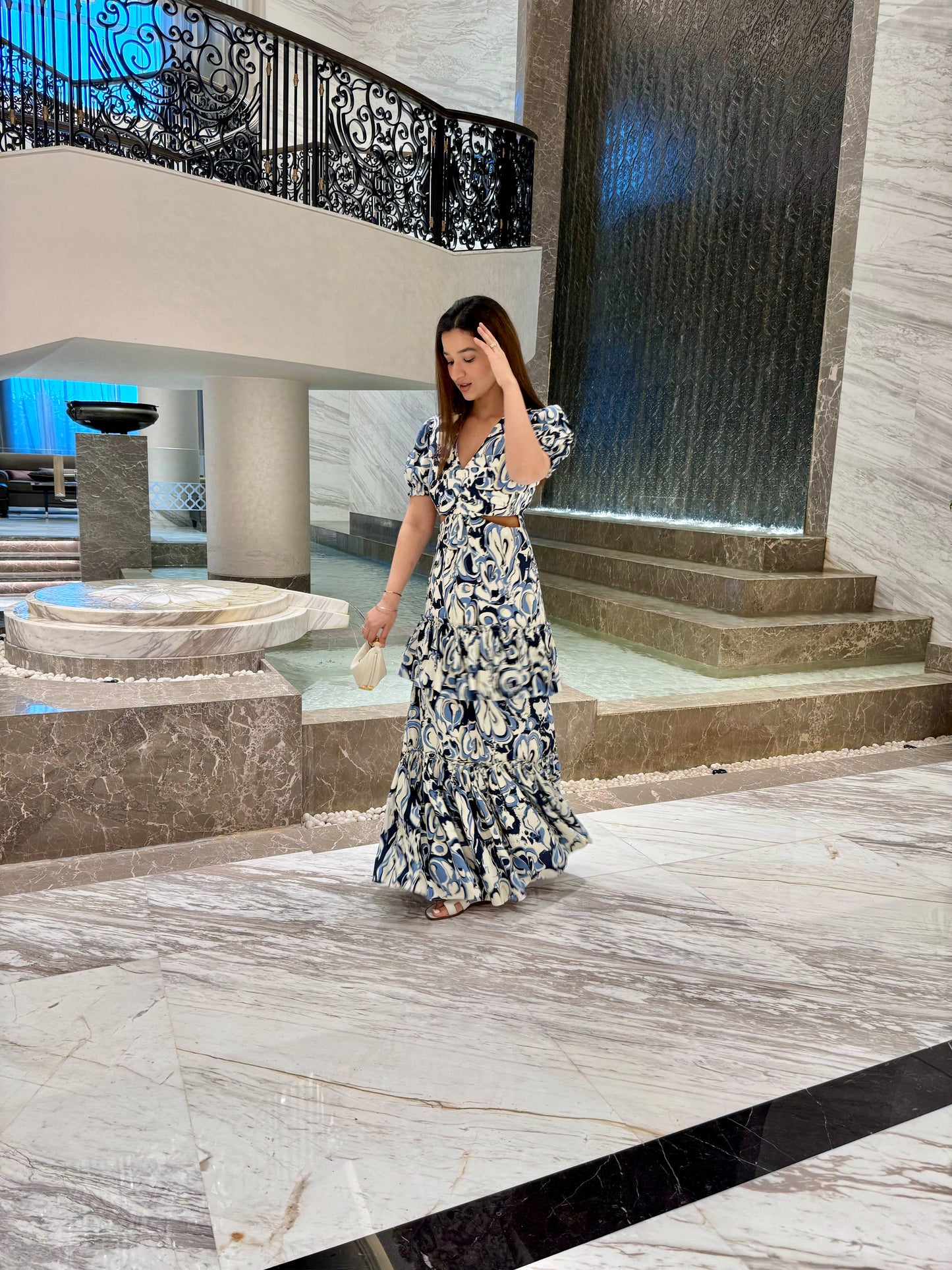 Indigo Print Maxi Dress