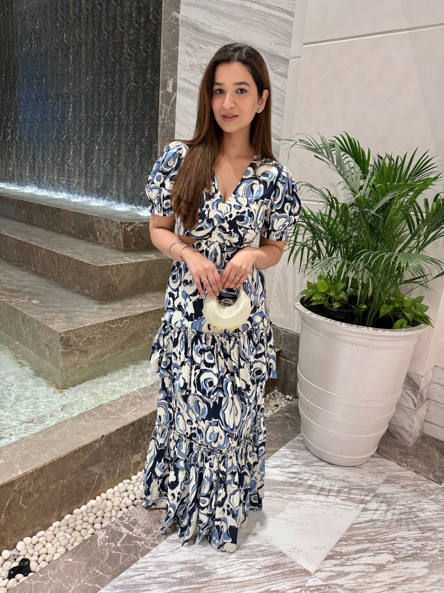 Indigo Print Maxi Dress