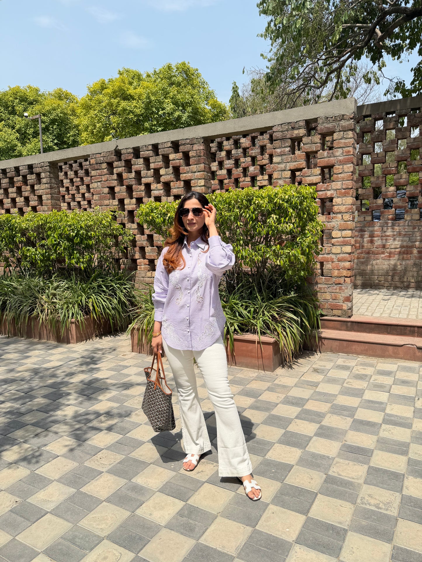Lavender Lace Cutwork Shirt