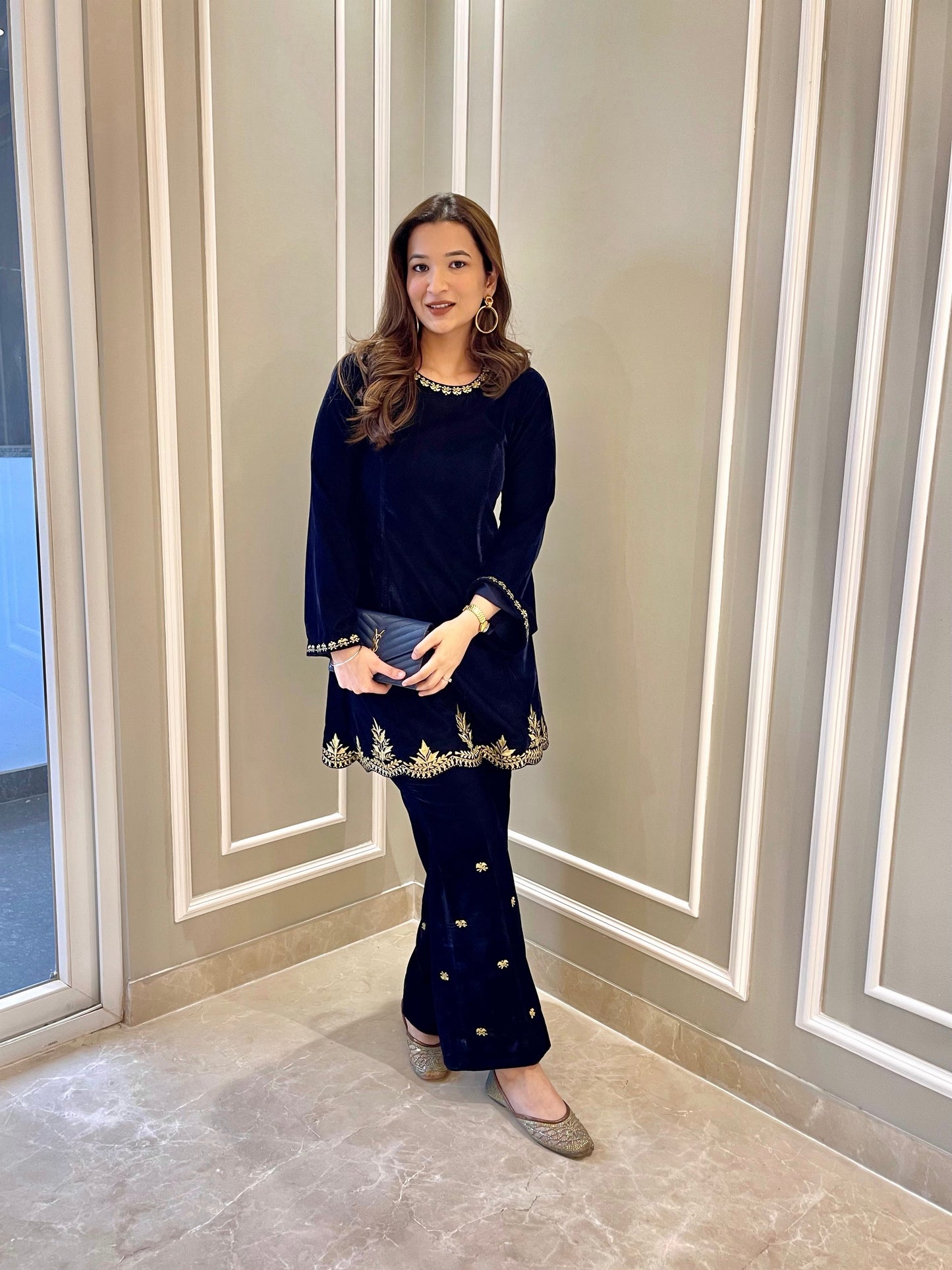 Faha Peplum Set (Navy Blue )