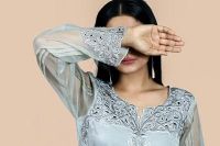 Velvet cutwork Kurti Set