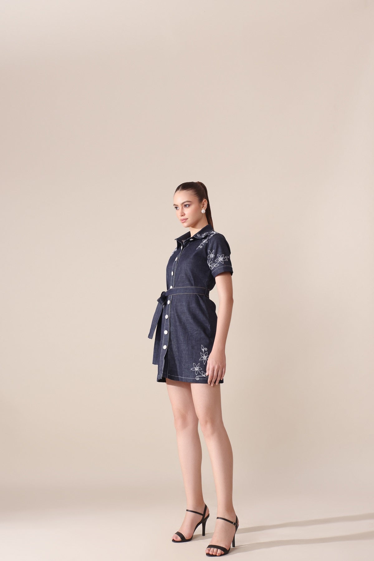 Denim Embroidered Dress