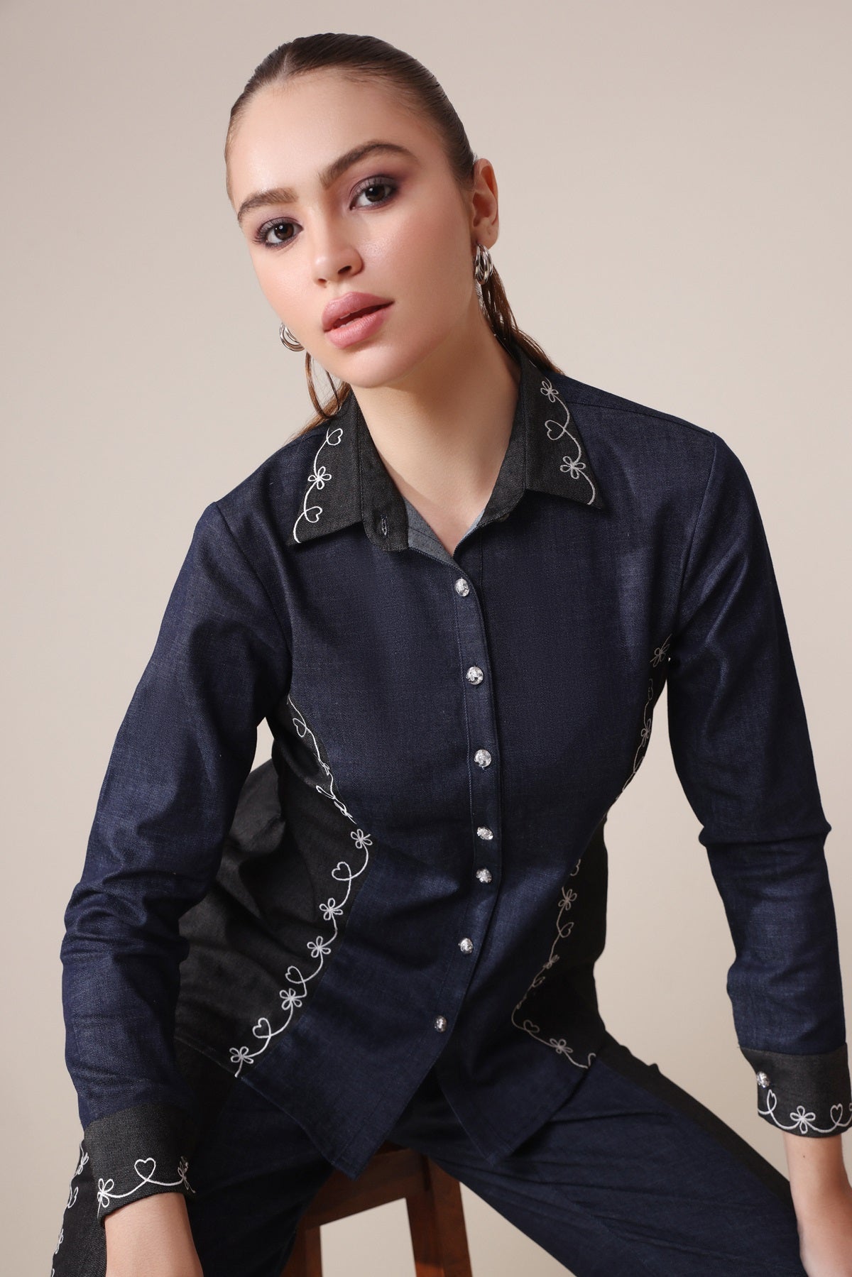 Two Tone Denim Dazzle Top