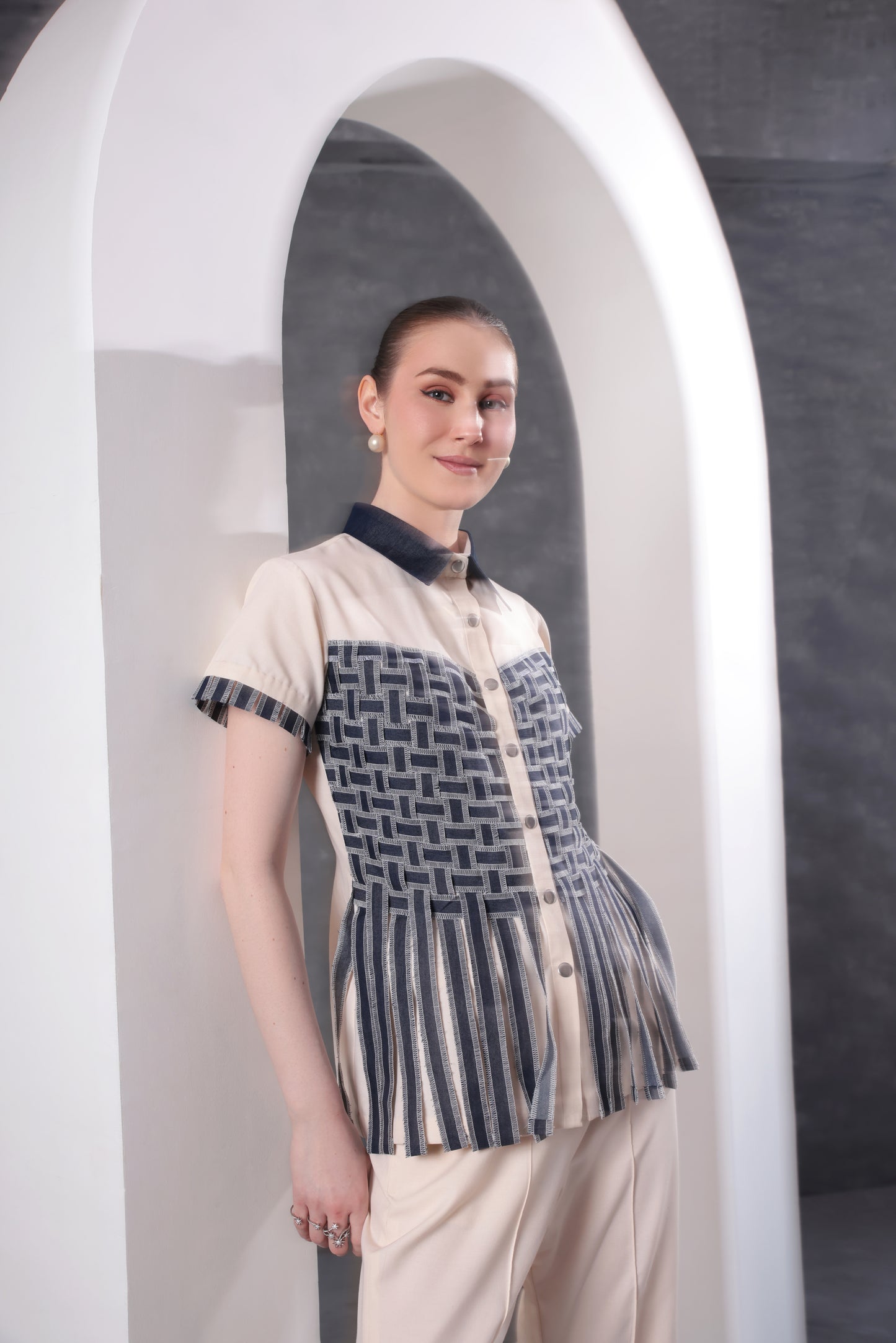 Ivory Weave Fringe Pant