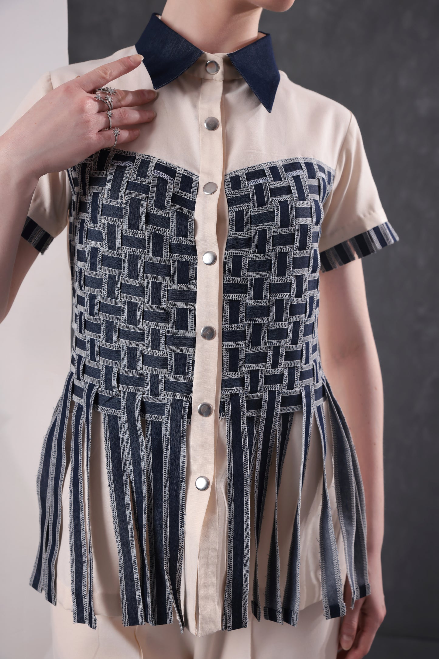 Ivory Weave Fringe Pant