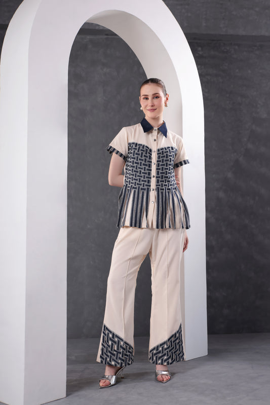 Ivory Weave Fringe Pant