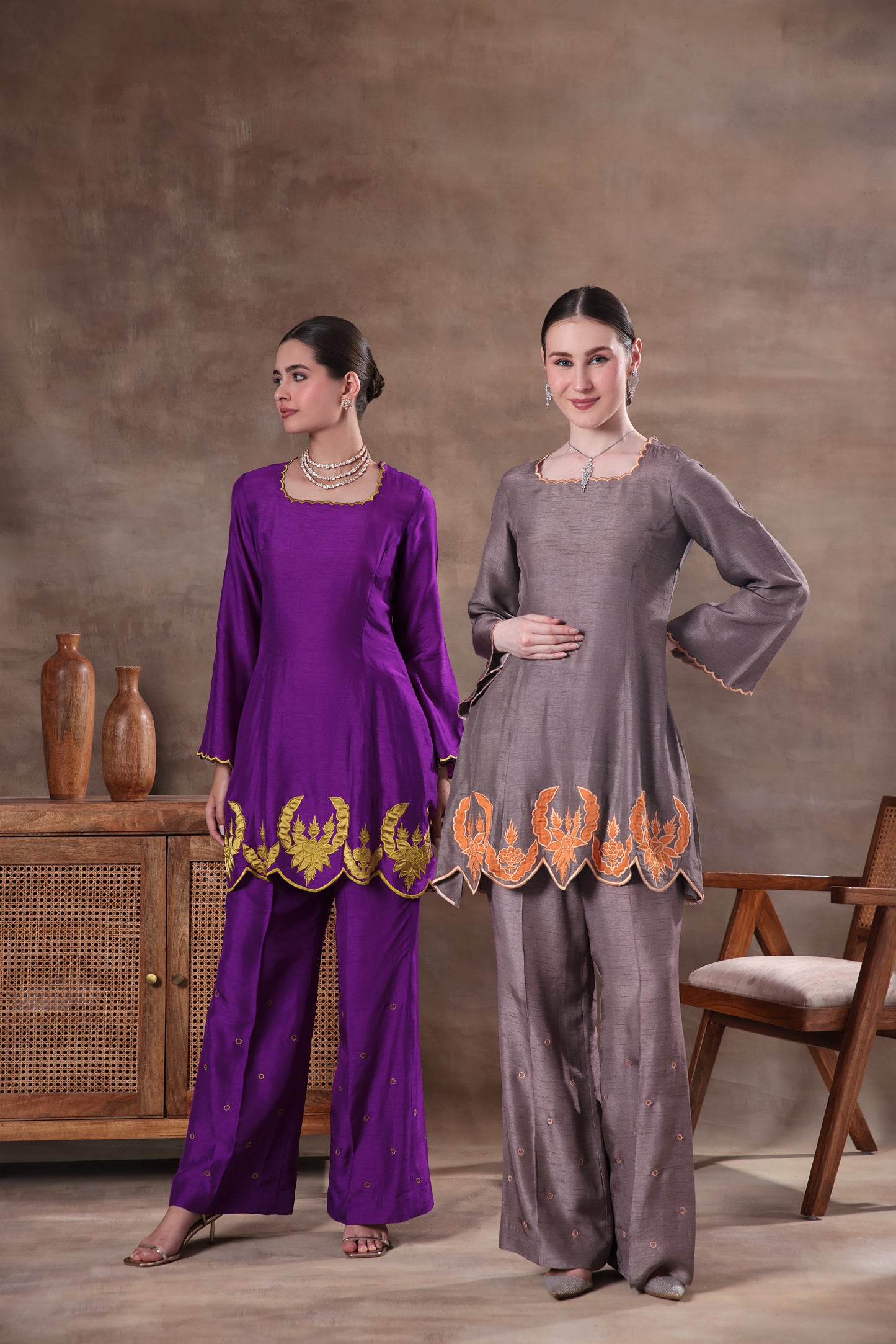 Afsana Peplum Set (Gray)