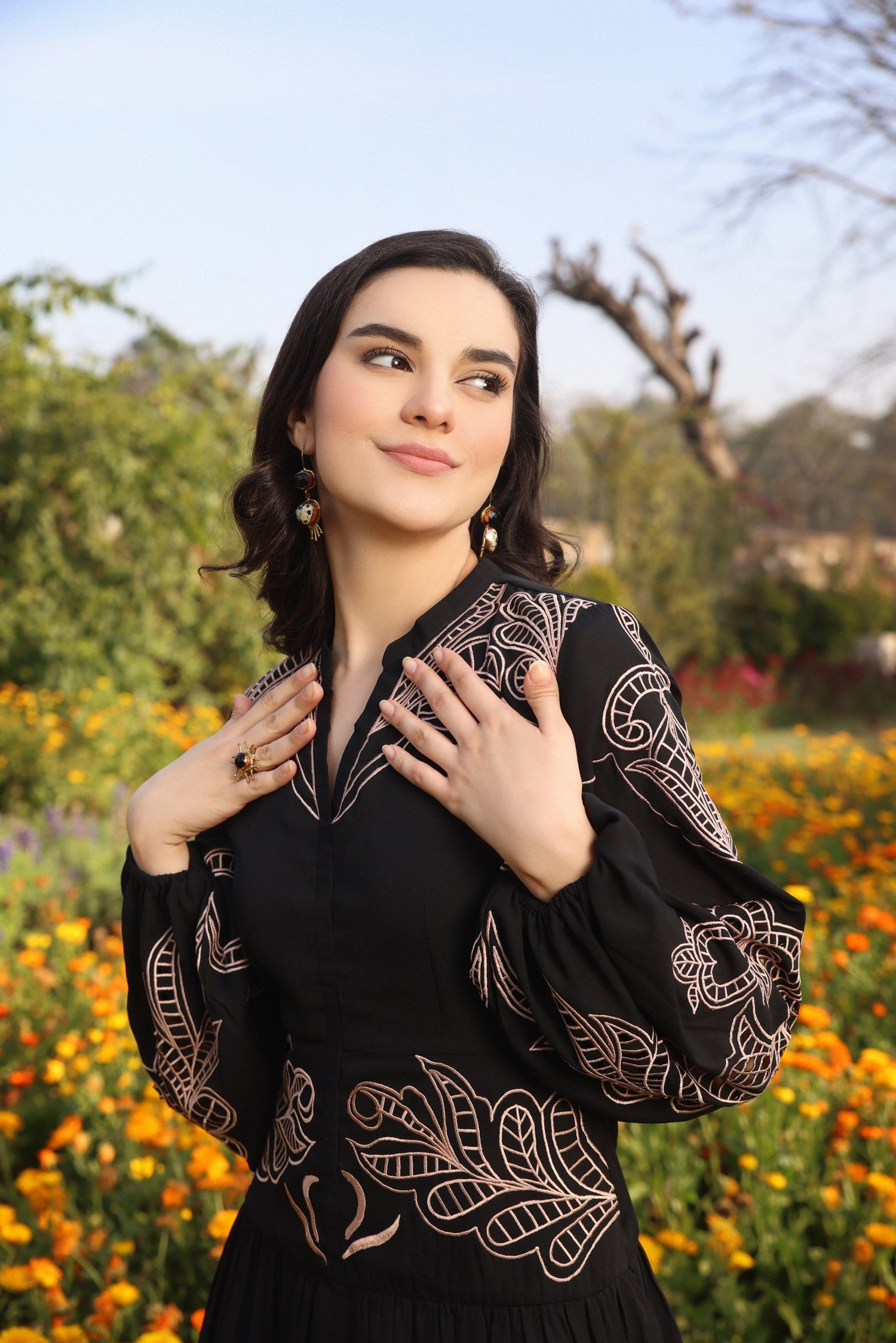 Noir Embroidered Dress – Gauri Designer Apparels