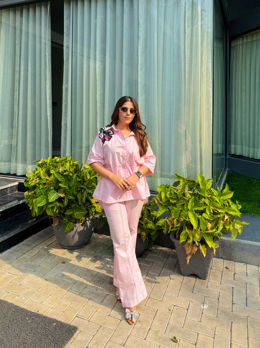 Pink Embroidered Co-ord Set