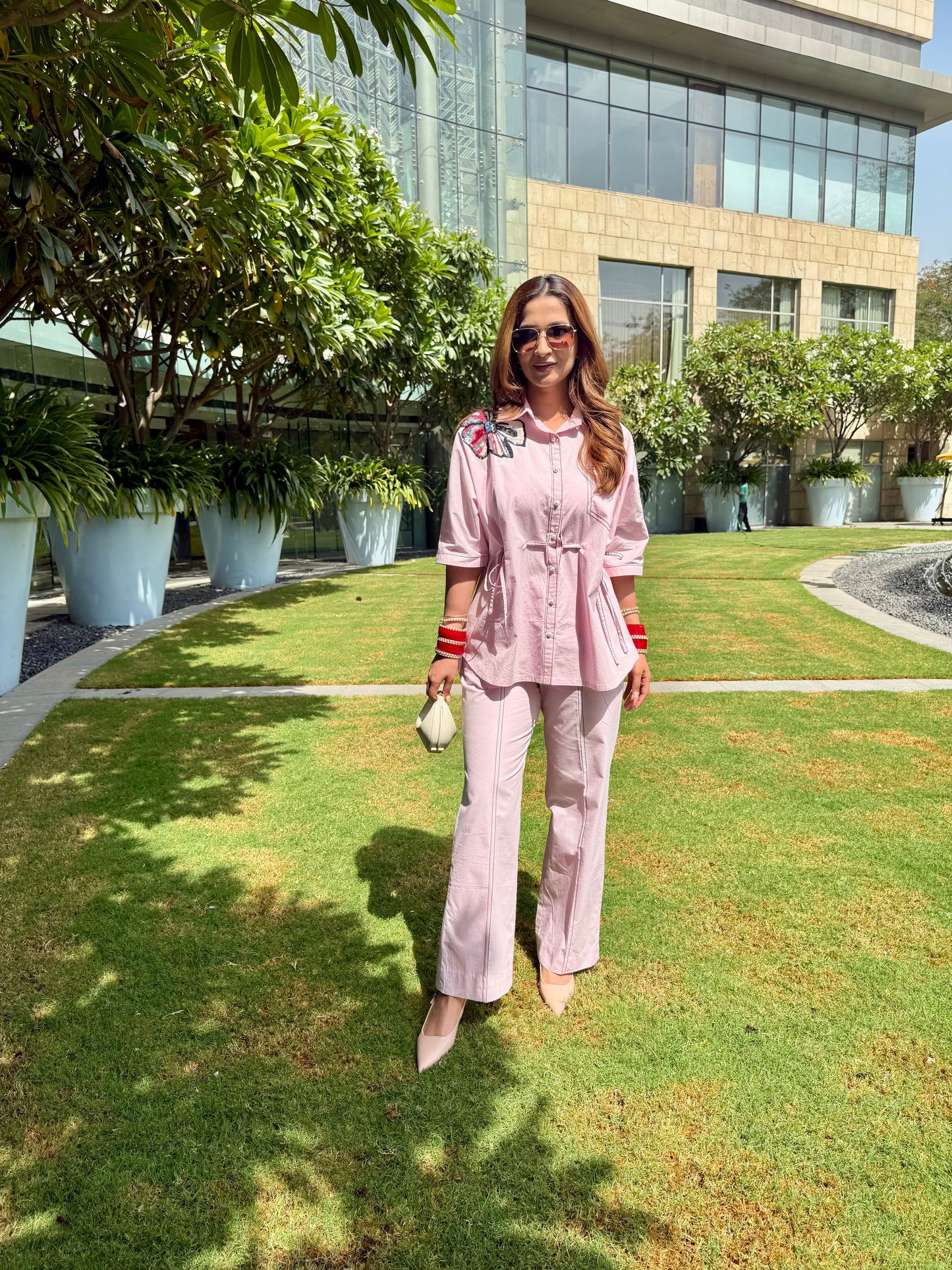 Pink Embroidered Co-ord Set