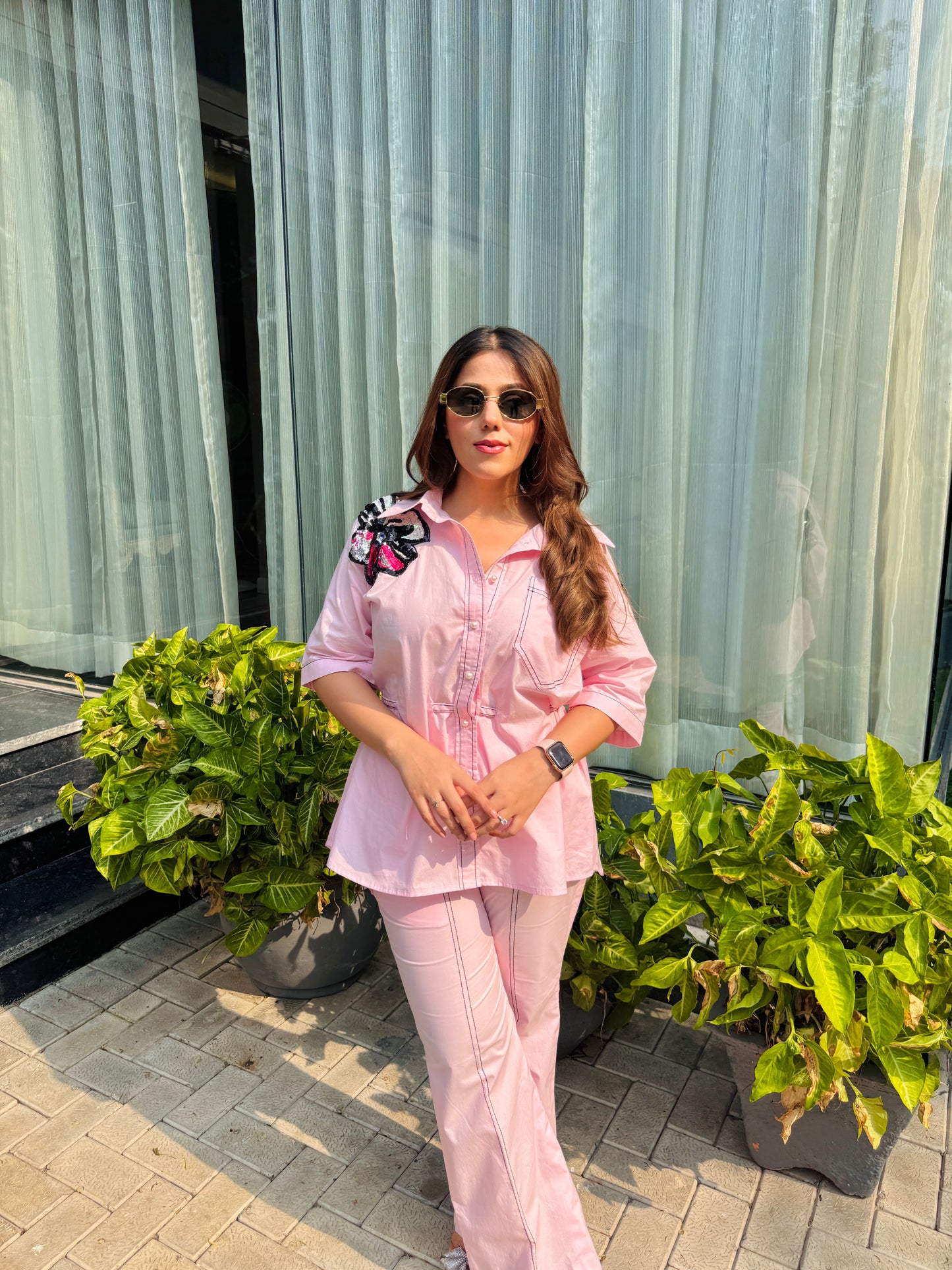 Pink Embroidered Co-ord Set