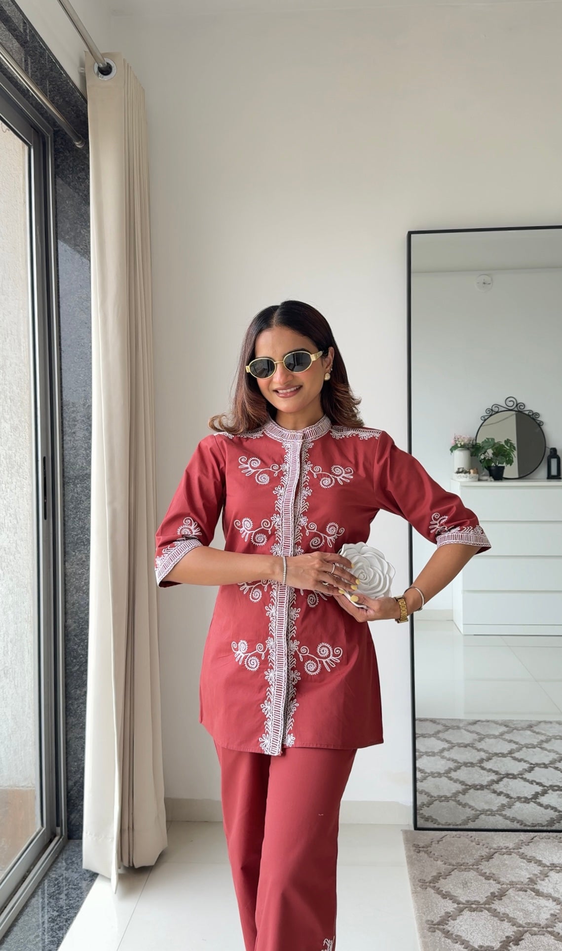 Ella Embroiderd Co-ord Top