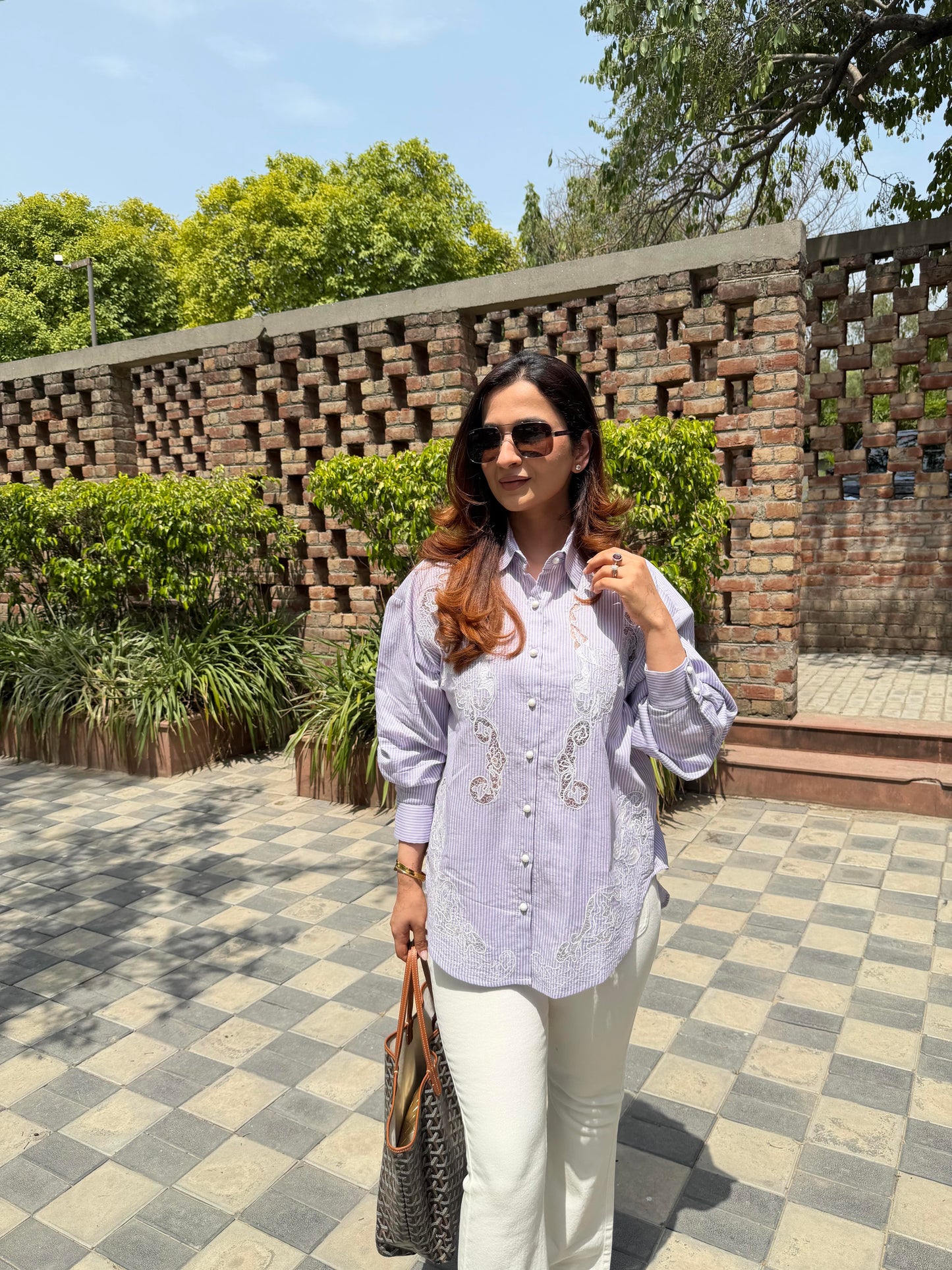 Lavender Lace Cutwork Shirt