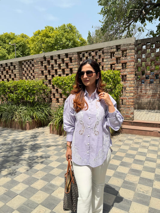 Lavender Lace Cutwork Shirt