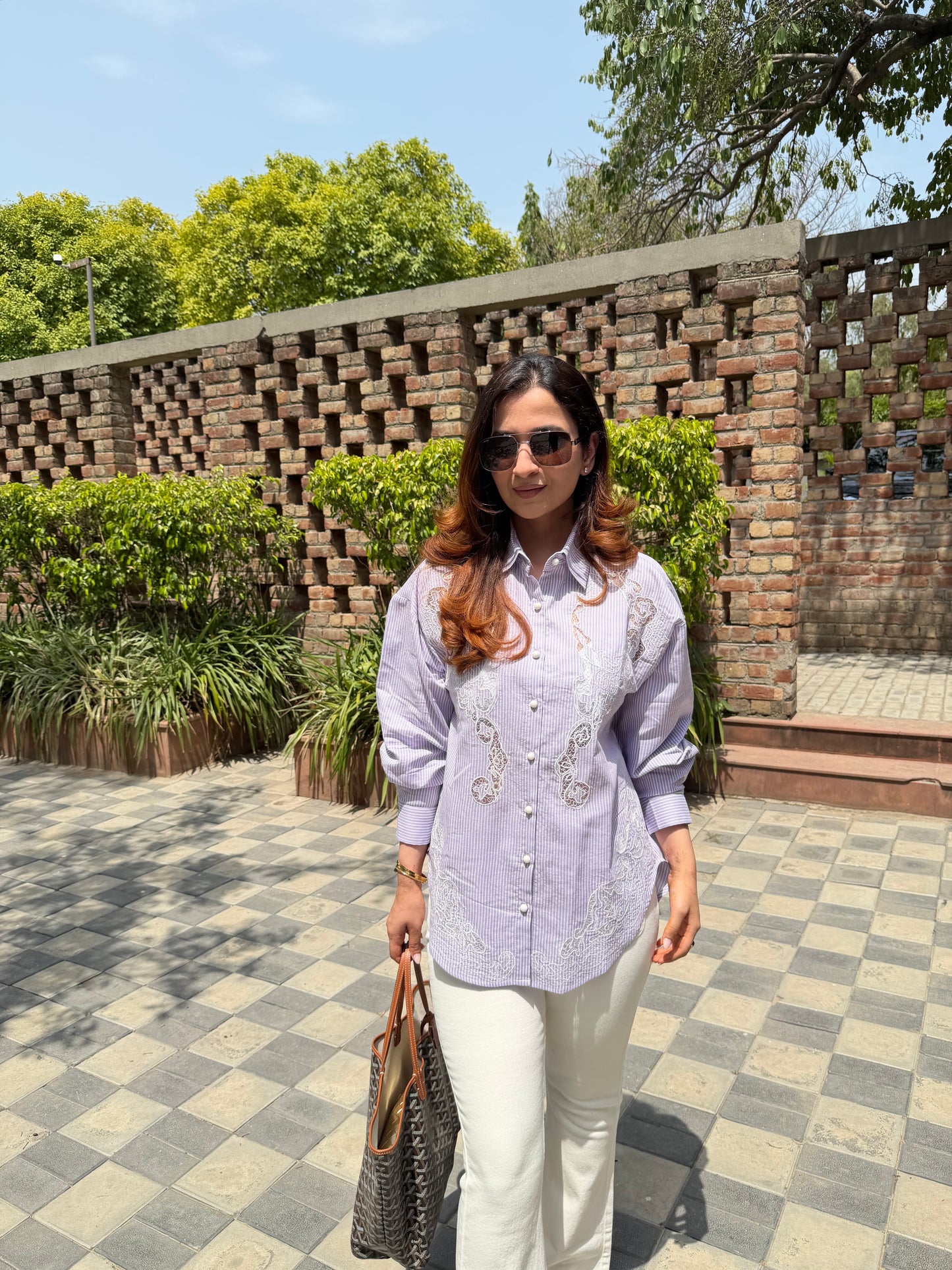 Lavender Lace Cutwork Shirt