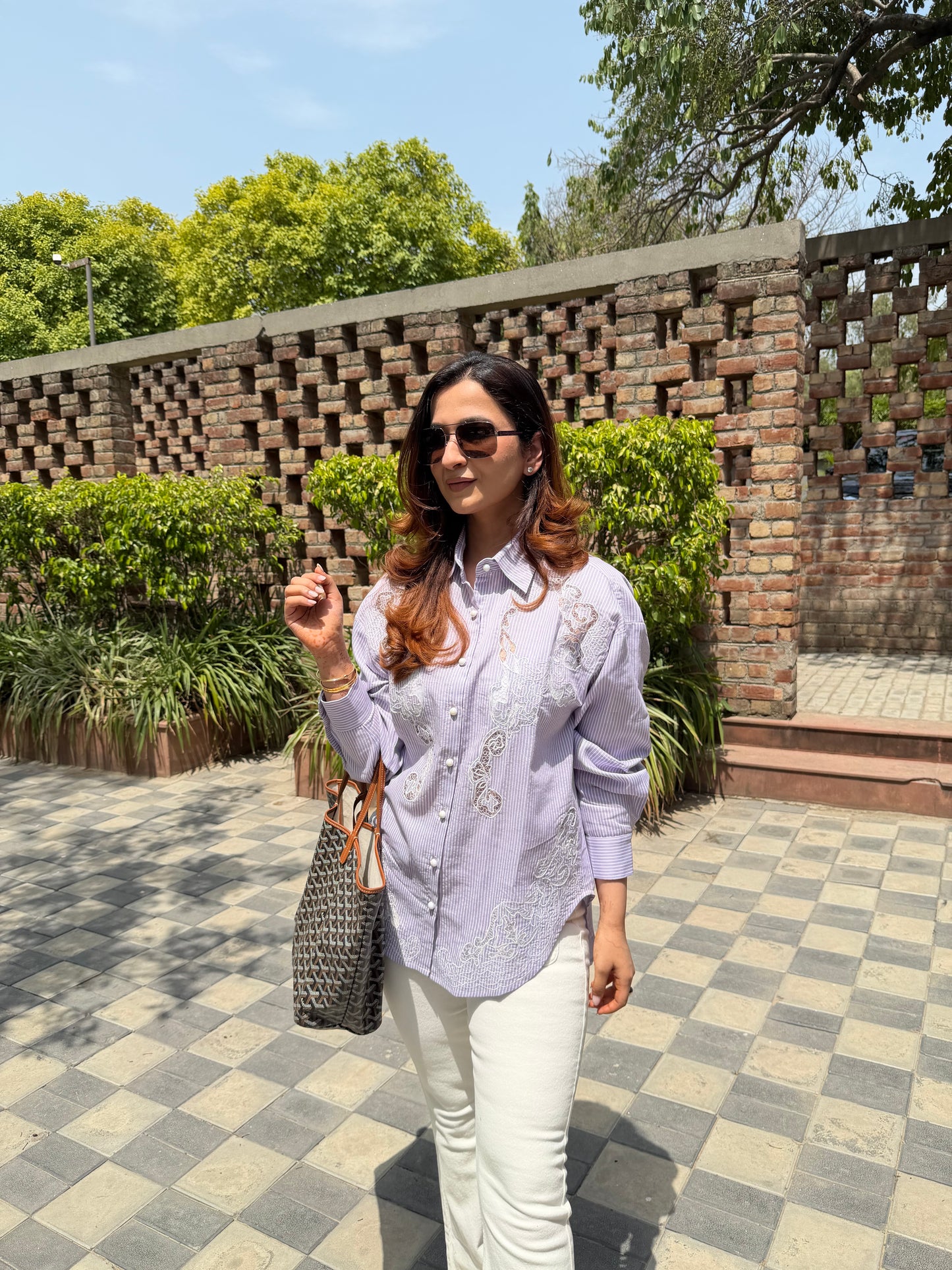 Lavender Lace Cutwork Shirt