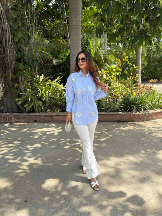 Sky Bloom Cotton Shirt