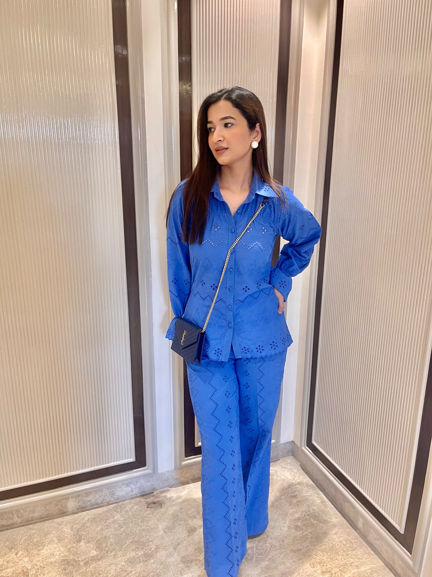 Blue Schiffli Co-ord set