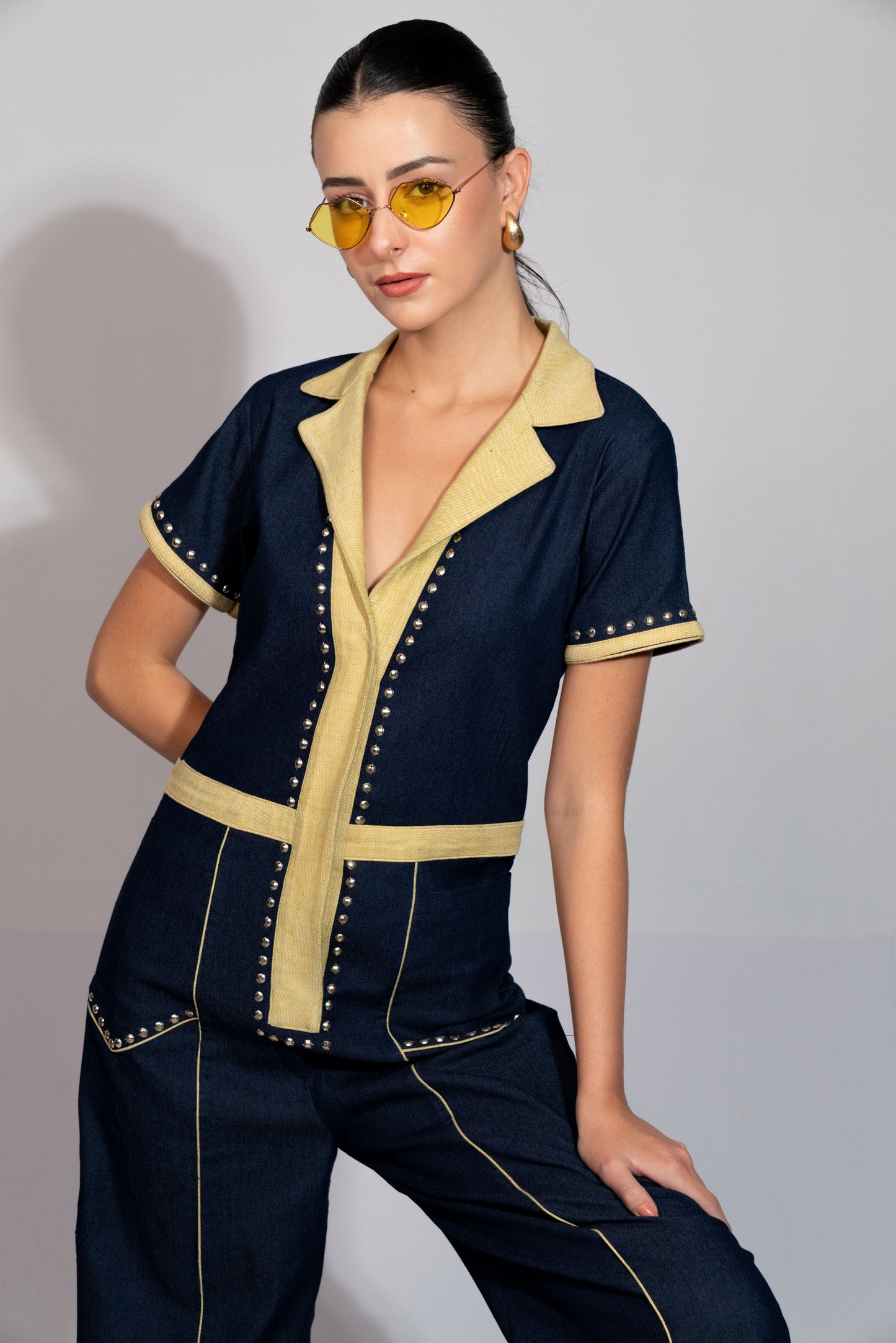 Two Tone Denim Jumpsuit