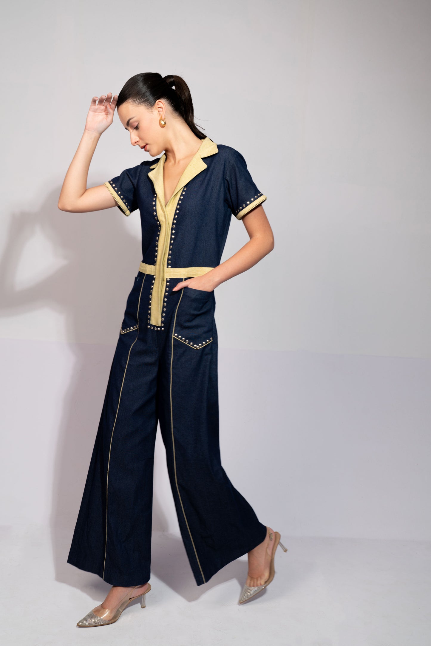 Two Tone Denim Jumpsuit