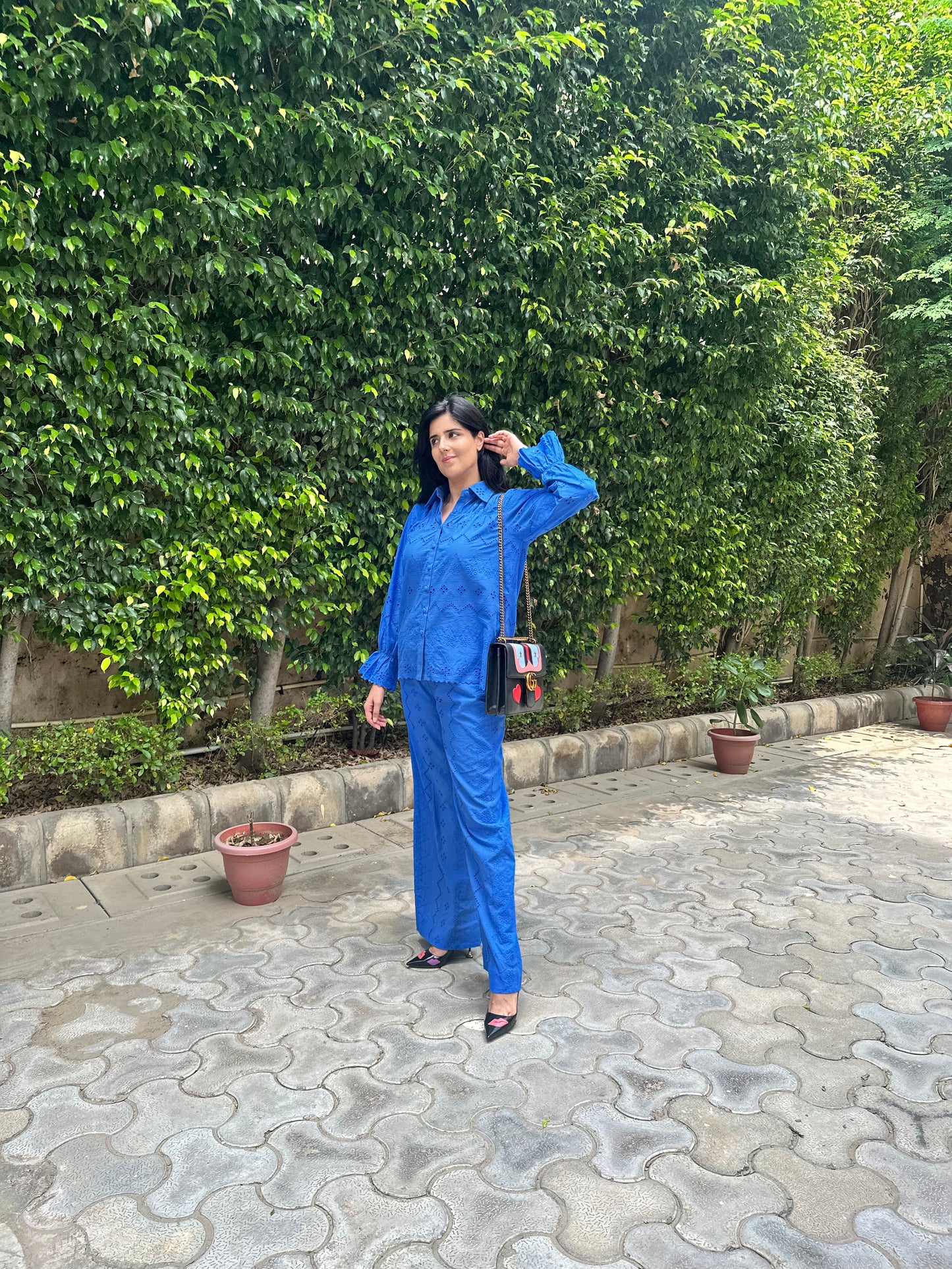 Blue Schiffli Co-ord set